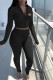 Black Fashion Casual Print Patchwork Long Sleeve Two Pieces