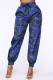 Blue Fashion Casual Camouflage Print Basic Regular High Waist Trousers