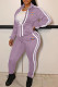 Purple Fashion Casual Print Patchwork Turndown Collar Long Sleeve Two Pieces