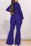 Pink Fashion Casual Solid Basic O Neck Long Sleeve Two Pieces