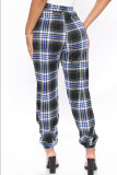 Red Fashion Casual Plaid Print Basic Regular High Waist Conventional Full Print Bottoms