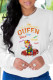 White Street Vintage Print Patchwork O Neck Tops