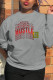 Grey Casual Street Print Patchwork Letter O Neck Tops