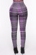 Purple Fashion Casual Plaid Print Basic Skinny High Waist Pencil Trousers