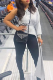 Grey Sexy Casual Solid Patchwork Asymmetrical Oblique Collar Tops