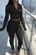 Black Fashion Casual Print Patchwork Long Sleeve Two Pieces