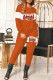 Orange Fashion Casual Letter Print Patchwork O Neck Long Sleeve Two Pieces