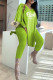 Fluorescent Color Casual Print Patchwork V Neck Long Sleeve Two Pieces