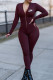 Coffee Fashion Casual Print Basic Zipper Collar Skinny Jumpsuits