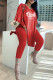 Red Casual Print Patchwork V Neck Long Sleeve Two Pieces