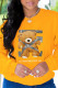 Yellow Fashion Cute Character Patchwork O Neck Tops