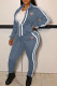 Grey Fashion Casual Print Patchwork Turndown Collar Long Sleeve Two Pieces