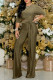 Gold Casual Solid Bandage Patchwork O Neck Three Quarter Two Pieces