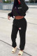 Black Fashion Street Print Letter O Neck Long Sleeve Two Pieces