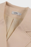 Apricot Elegant Solid Tassel Patchwork Buckle Turn-back Collar Straight Dresses