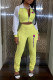 Yellow Fashion Sportswear Print Letter Turndown Collar Long Sleeve Two Pieces