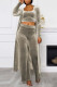 Grey Sexy Solid Patchwork U Neck Long Sleeve Three Pieces
