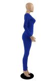 Red Fashion Casual Solid Patchwork U Neck Long Sleeve Two Pieces