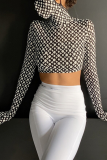 Red Street Print Patchwork Turtleneck Tops