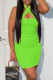Light Green Sexy Solid Hollowed Out Backless Halter Sleeveless Dress Dresses