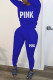 Blue Fashion Casual Letter Print Basic O Neck Long Sleeve Two Pieces