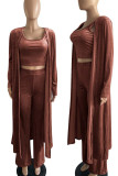Grey Sexy Solid Patchwork U Neck Long Sleeve Three Pieces