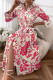 Green Casual Print Patchwork Buckle Turndown Collar Shirt Dress Dresses