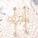 White Fashion Daily Letter Patchwork Hot Drill Earrings