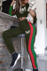 Green Fashion Casual Letter Print Patchwork Hooded Collar Long Sleeve Two Pieces