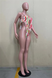 Colour Fashion Sexy Print Hollowed Out Swimwears Set