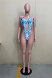 Colour Fashion Sexy Print Hollowed Out Swimwears Set