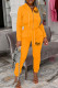 Orange Casual Solid Embroidered Patchwork Hooded Collar Long Sleeve Two Pieces