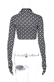Red Street Print Patchwork Turtleneck Tops