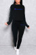 Black Fashion Street Print Patchwork Letter O Neck Long Sleeve Two Pieces