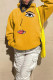 Yellow Casual Street Print Patchwork Hooded Collar Tops