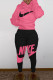 Pink Fashion Casual Print Patchwork Hooded Collar Long Sleeve Two Pieces