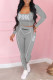 Grey Fashion Casual Letter Print Patchwork U Neck Long Sleeve Two Pieces