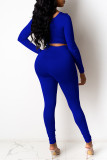 Red Fashion Casual Solid Patchwork U Neck Long Sleeve Two Pieces