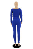 Red Fashion Casual Solid Patchwork U Neck Long Sleeve Two Pieces