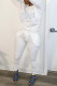 White Fashion Casual Letter Print Basic O Neck Long Sleeve Two Pieces