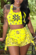 Yellow Sexy Patchwork Square Collar Sleeveless Two Pieces