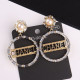 Gold Fashion Street Letter Patchwork Earrings