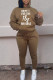 Brown Casual Print Patchwork Long Sleeve Two Pieces