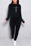 Grey Casual Leopard O Neck Long Sleeve Two Pieces