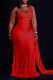 Red Casual Solid Patchwork One Shoulder Trumpet Mermaid Dresses