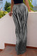 Grey Fashion Casual Print Basic Regular High Waist Trousers