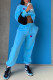 Blue Fashion Street Print Letter O Neck Long Sleeve Two Pieces