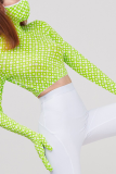 Red Street Print Patchwork Turtleneck Tops