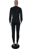 Grey Casual Leopard O Neck Long Sleeve Two Pieces
