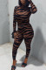 Leopard Print Sexy Print Patchwork O Neck Long Sleeve Two Pieces